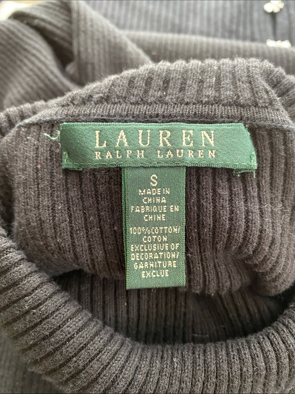 Vintage 90s Lauren Ralph Lauren Ribbed Black Turtleneck Sweater Size Small - Picture 7 of 7